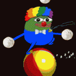 pepe the frog dancing on ball