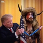 Trump giving horned guy the freedom medal 2021